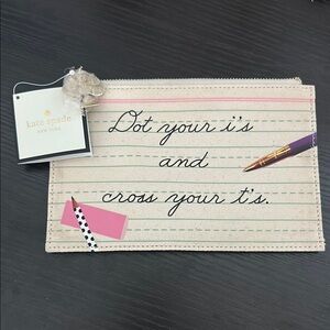 Kate Spade Cream and Pink Pencil Case